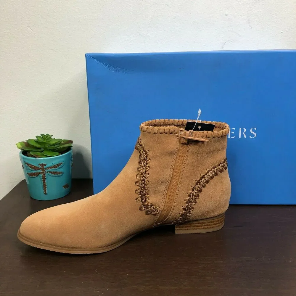 NEW Jack Rogers Womens Gemma Tan Suede Waterproof Ankle Booties Size 6M